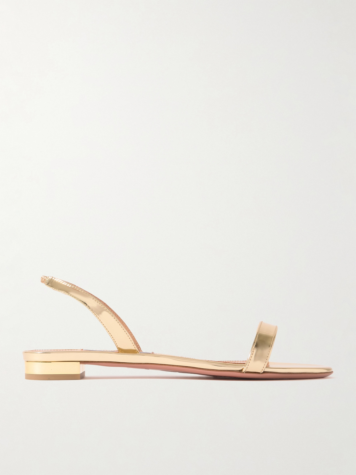 Aquazzura So Nude Mirrored-leather Slingback Sandals In Gold