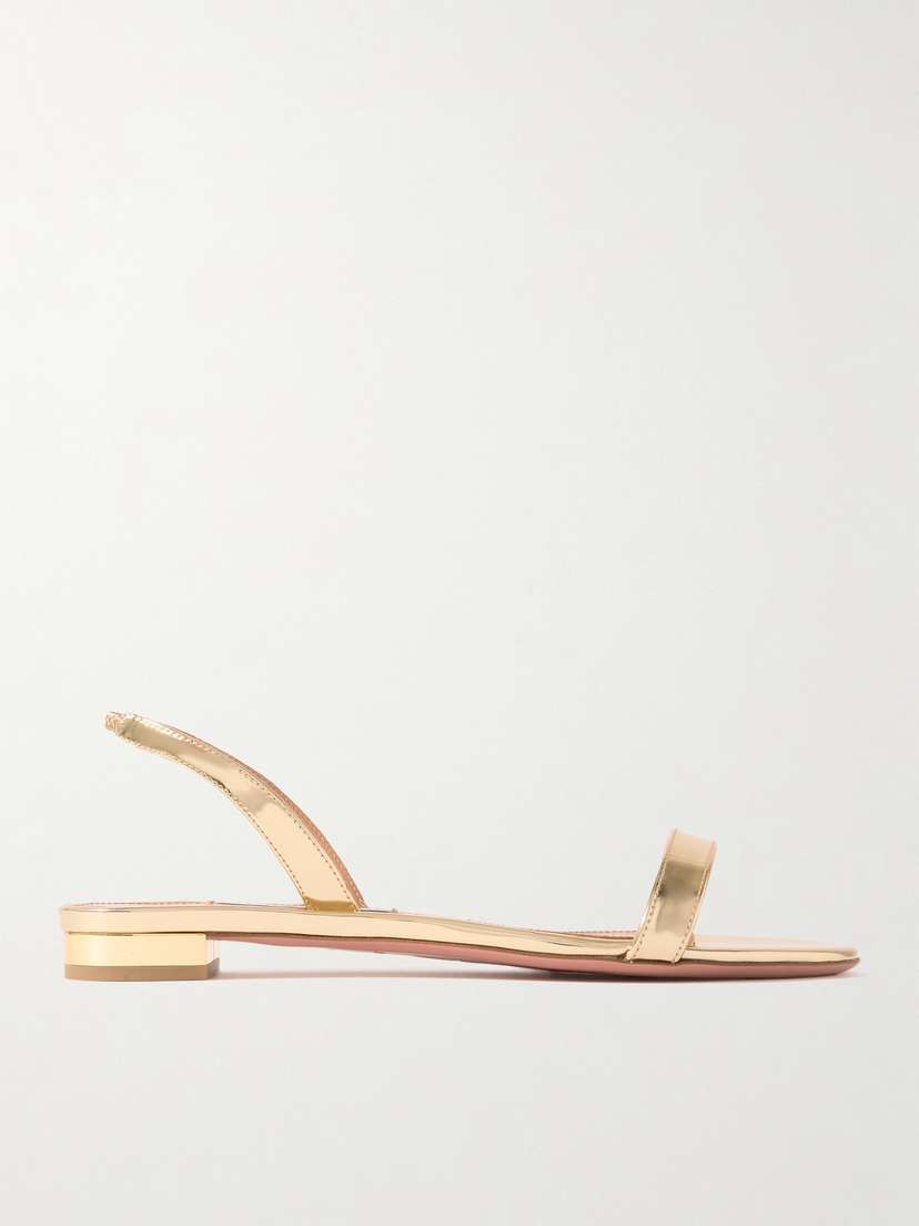 Aquazzura So Nude Mirrored-leather Slingback Sandals