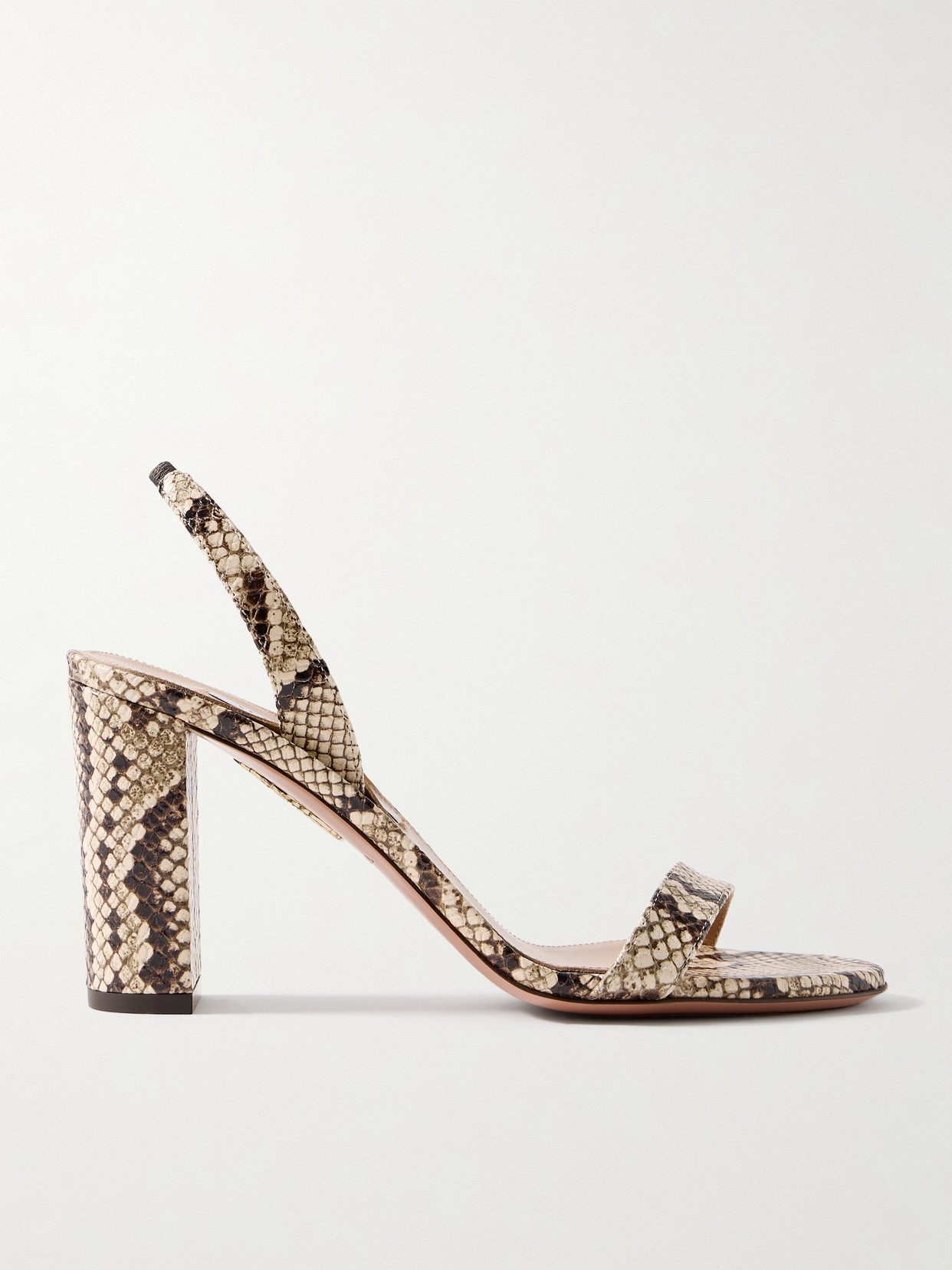 Aquazzura - So Nude 85 Snake-effect Leather Slingback Sandals - Animal print