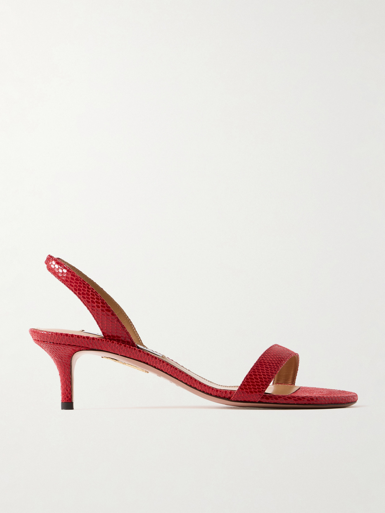 Aquazzura - So Nude 50 Lizard-effect Leather Slingback Sandals - Red
