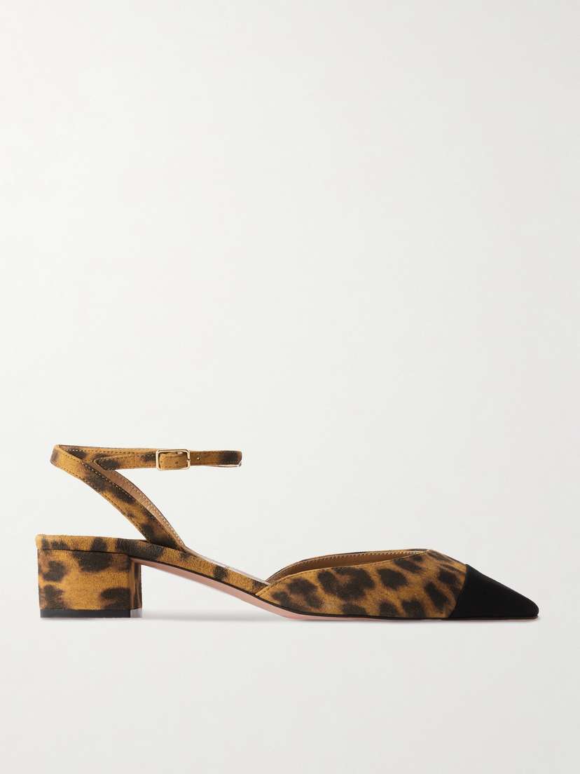 Aquazzura French Flirt 35 Grosgrain-trimmed Leopard-print Suede Pumps