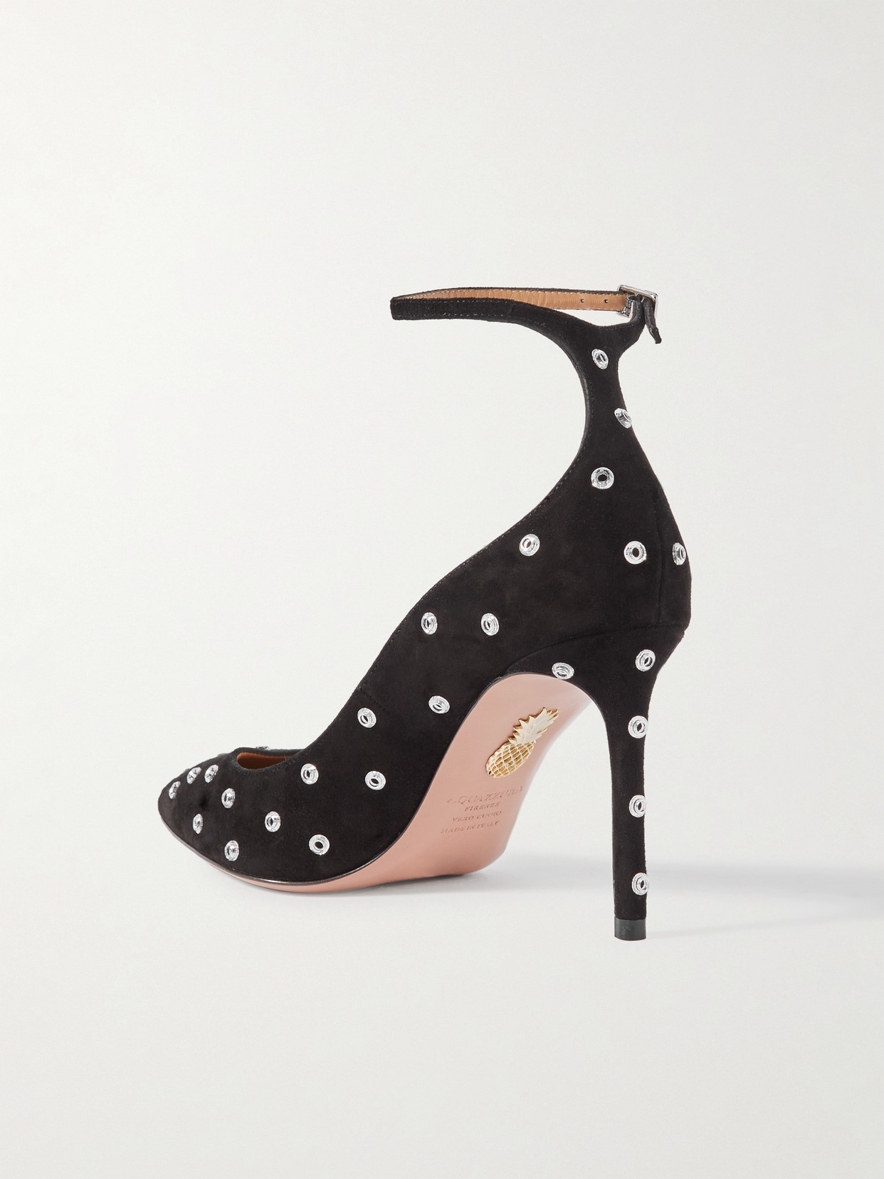 Aquazzura Love Affair 85 Embellished Suede Pumps In Black