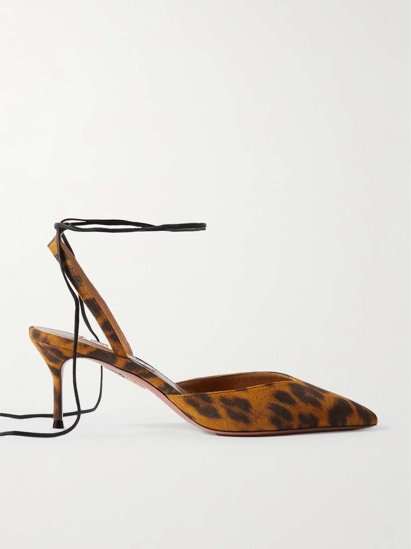 Aquazzura Beyond Leather-trimmed Leopard-print Suede Pumps
