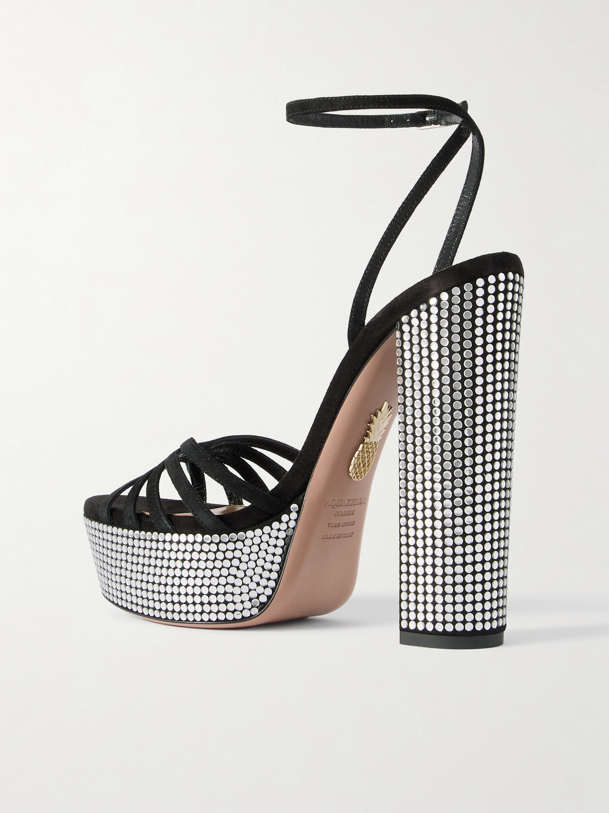 Aquazzura Night Fever 140 Suede Platform Sandals In Black