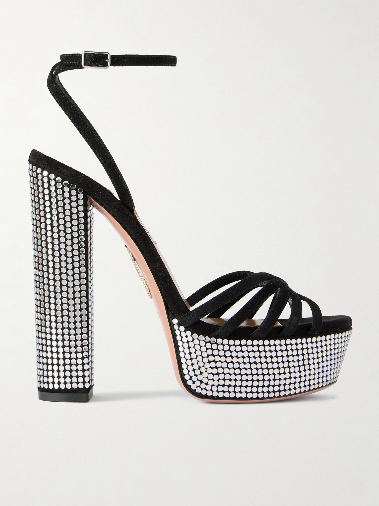 Aquazzura Night Fever 140 Suede Platform Sandals In Black