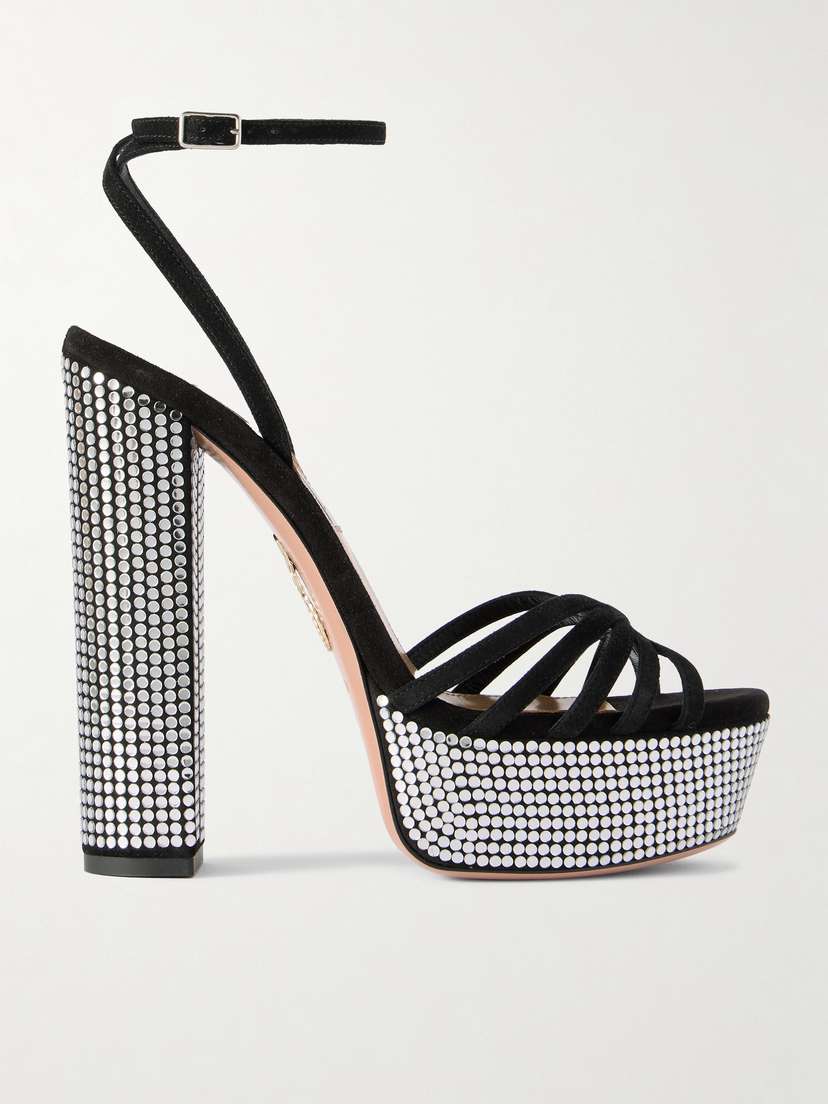 Aquazzura Night Fever 140 Suede Platform Sandals