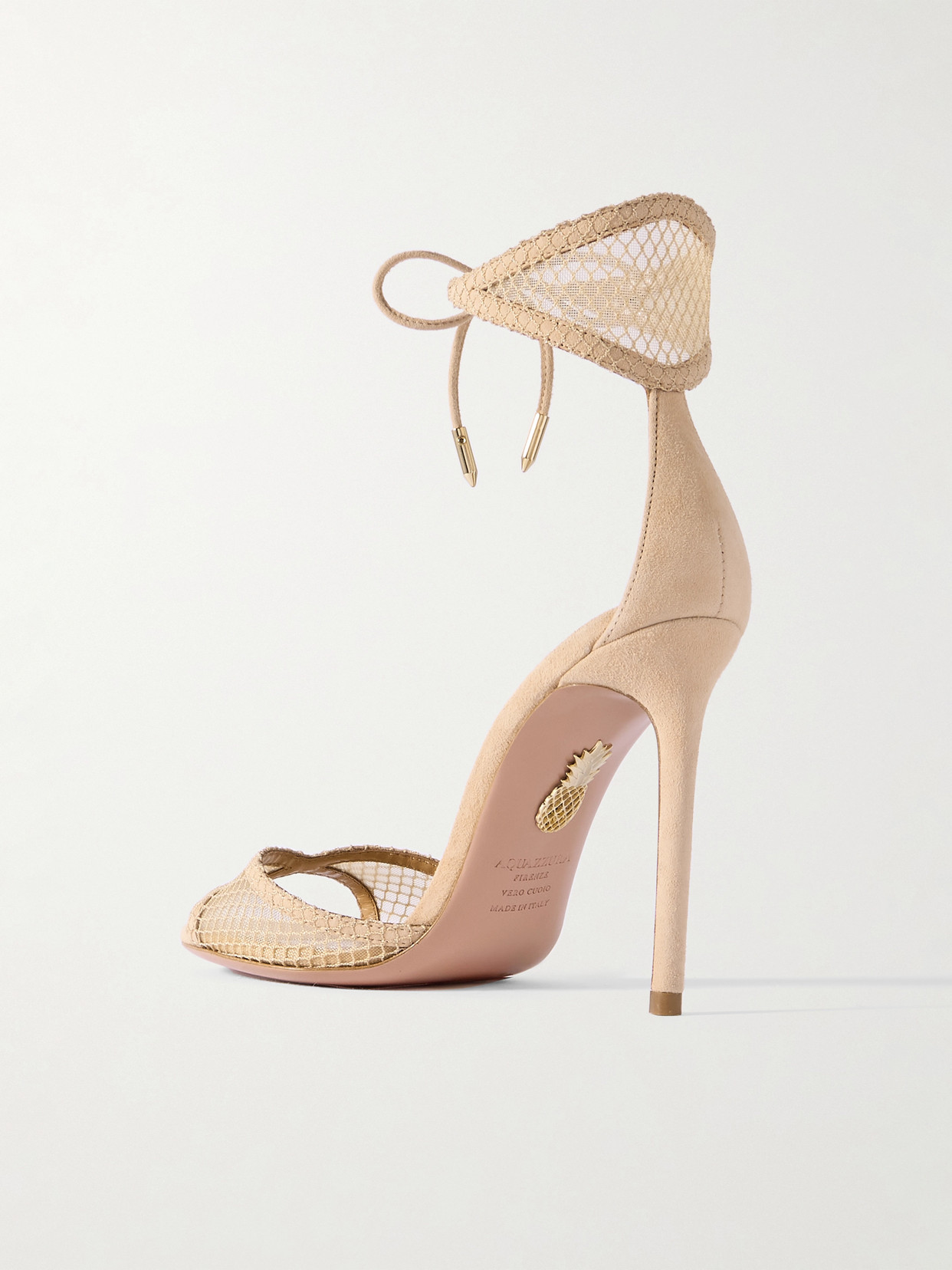 Aquazzura Wicked 105 Suede And Mesh Sandals In Pink