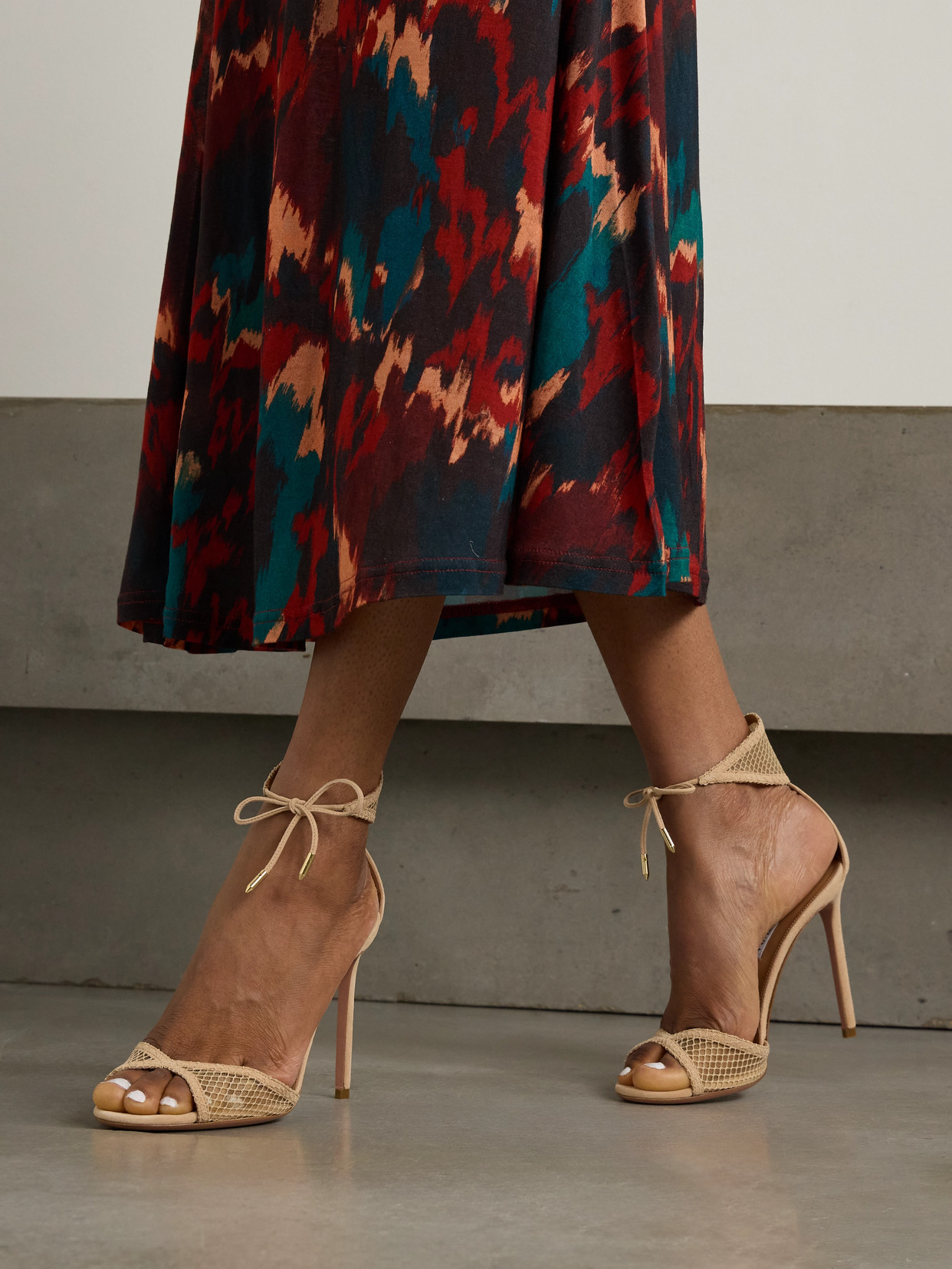 Aquazzura Wicked 105 Suede And Mesh Sandals In Pink