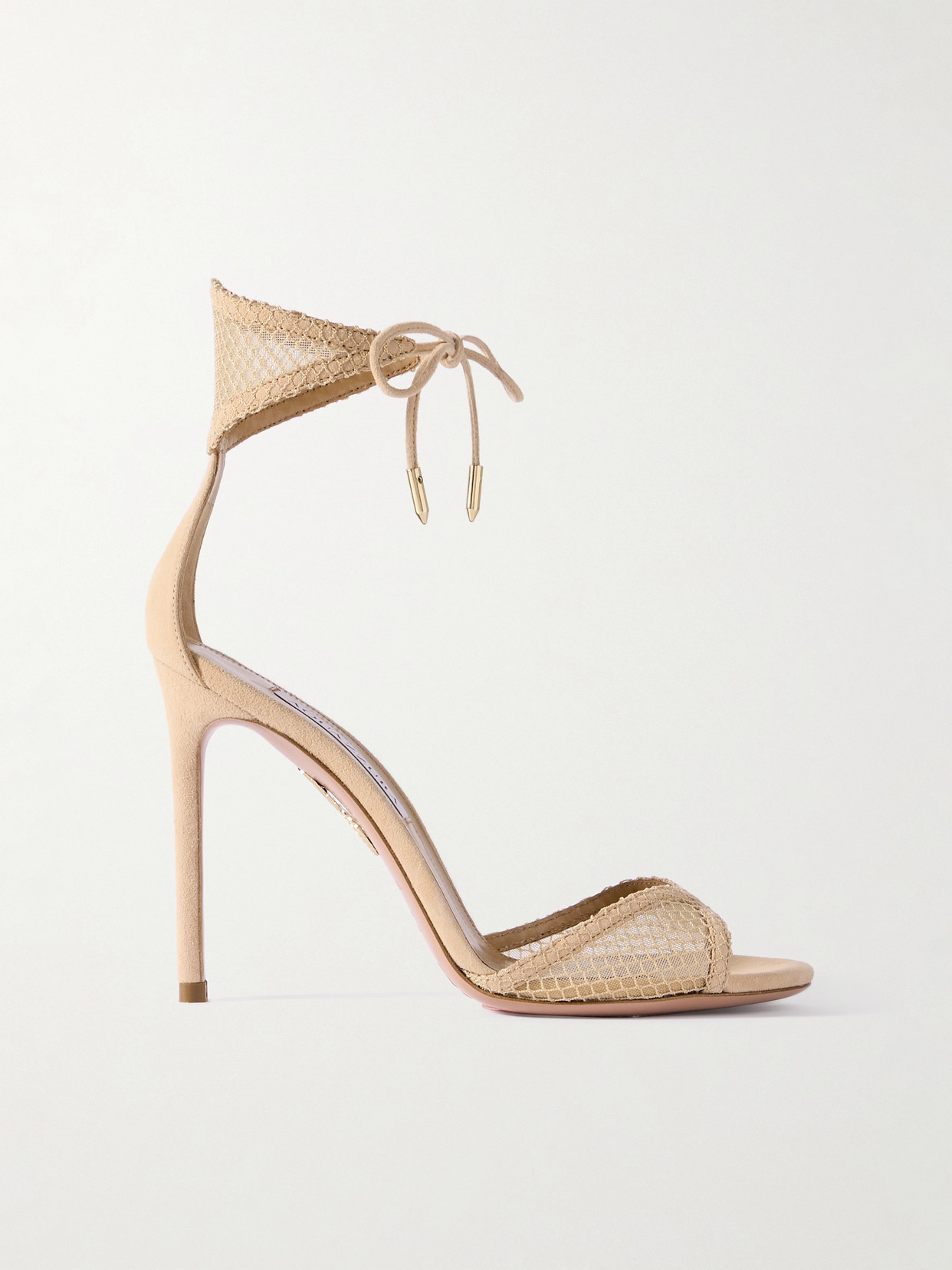 Aquazzura Wicked 105 Suede And Mesh Sandals In Pink