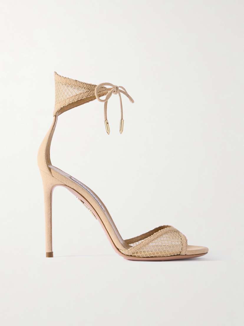 Aquazzura Wicked 105 Suede And Mesh Sandals