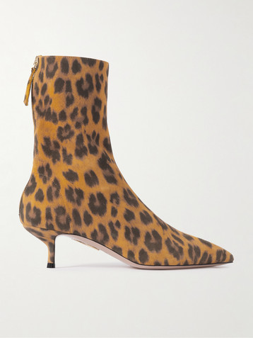 AQUAZZURA Montmartre 50 leopard-print suede ankle boots