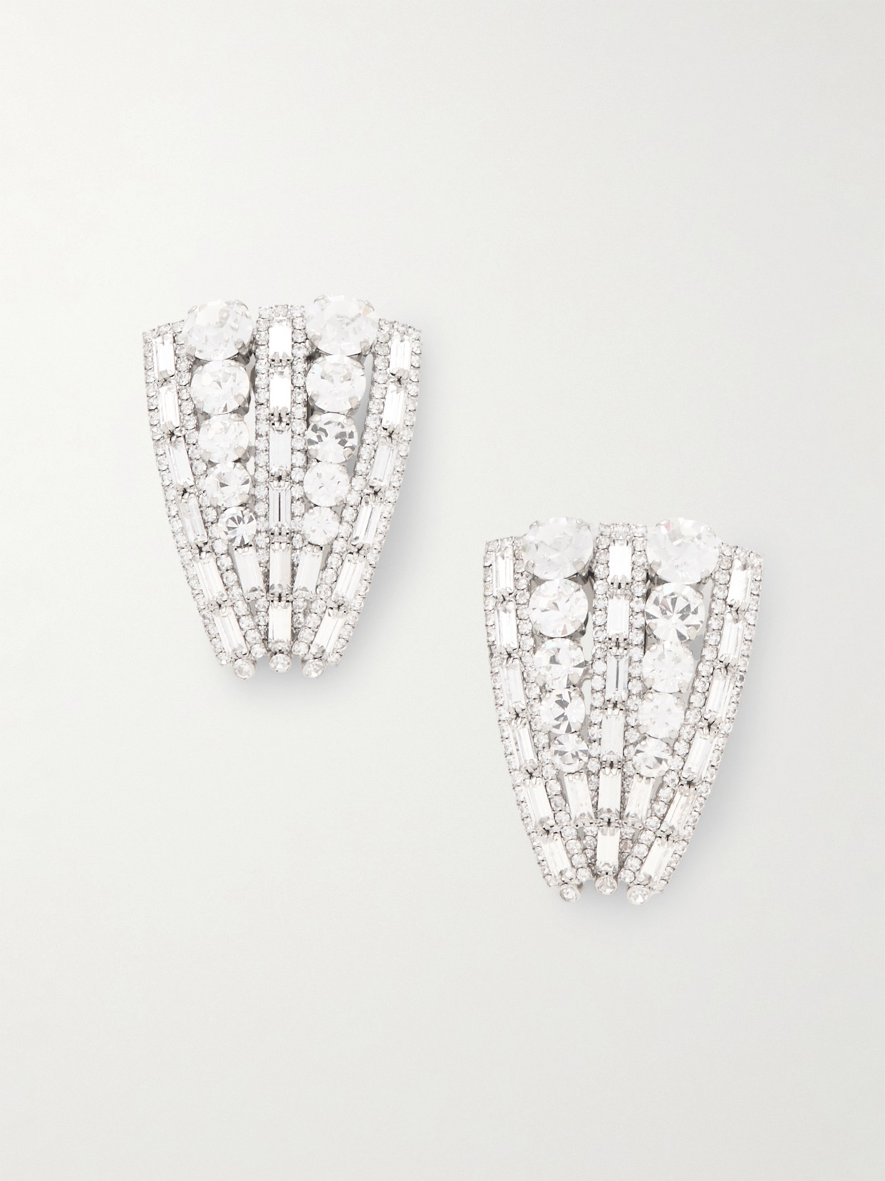 Alessandra Rich Silver-tone Crystal Clip Earrings