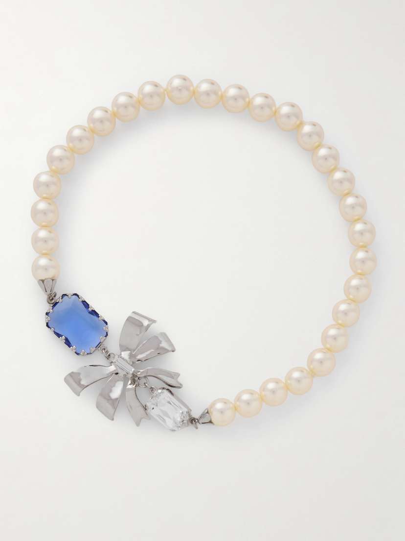 Alessandra Rich tone, Crystal And Faux Pearl Necklace