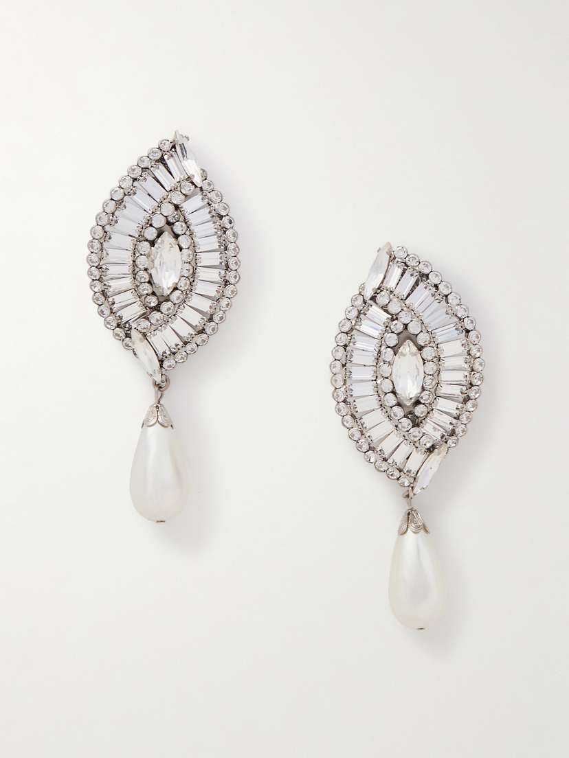 Alessandra Rich tone, Crystal And Faux Pearl Clip Earrings