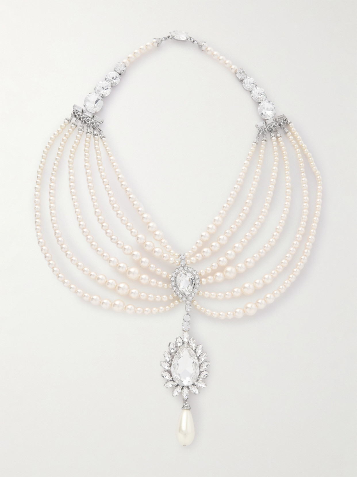 Alessandra Rich - Silver-tone, Faux Pearl And Crystal Necklace - One size