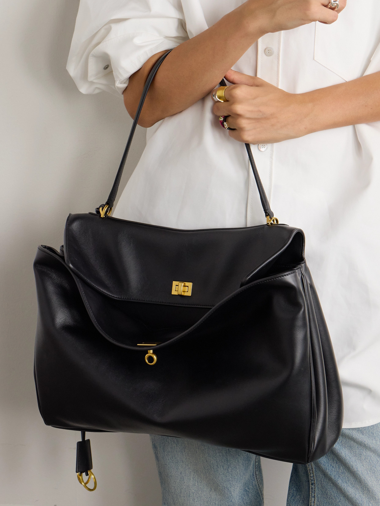 Balenciaga Rodeo Mini Leather Tote In Black