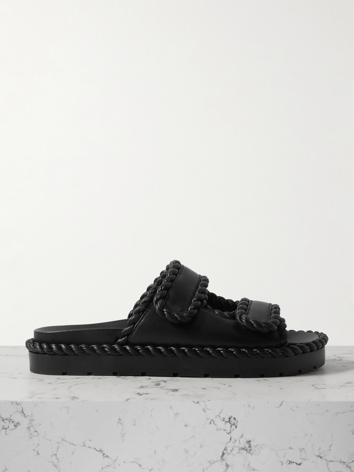 Bottega Veneta - Jack Braided Leather Slides - Black