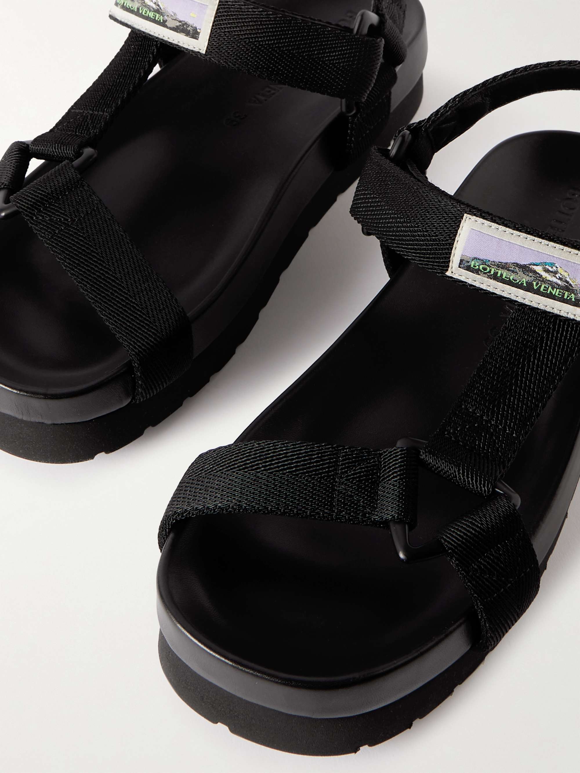 Logo appliqued webbing sandals black EU 35
