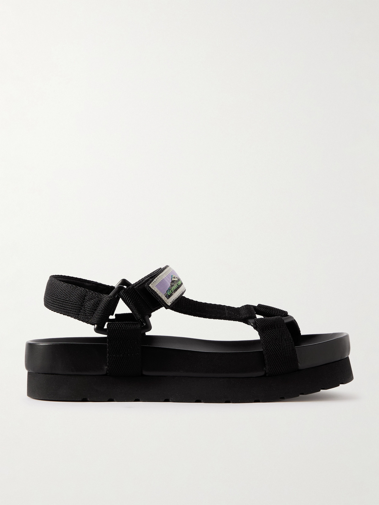 Bottega Veneta Logo-appliquéd Webbing Sandals In Black