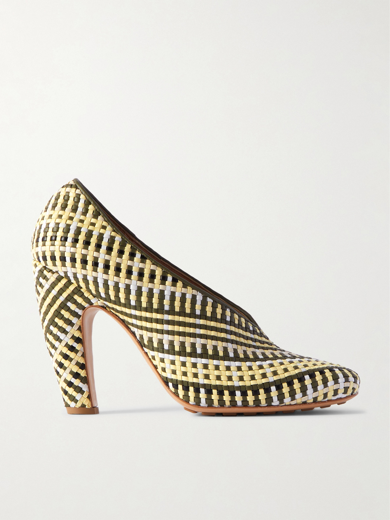 Shop Bottega Veneta Canalazzo Intrecciato Leather Pumps In White