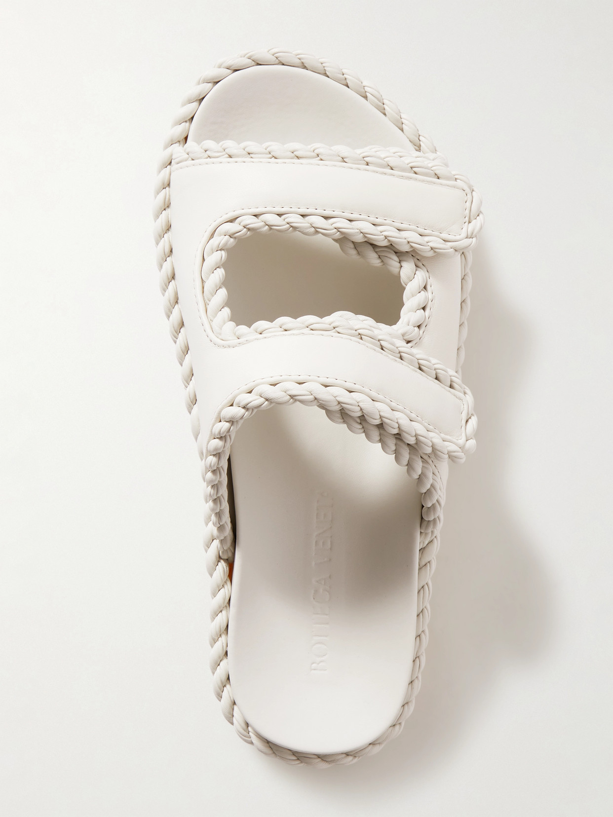 Shop Bottega Veneta Jack Braided Leather Slides In Neutrals