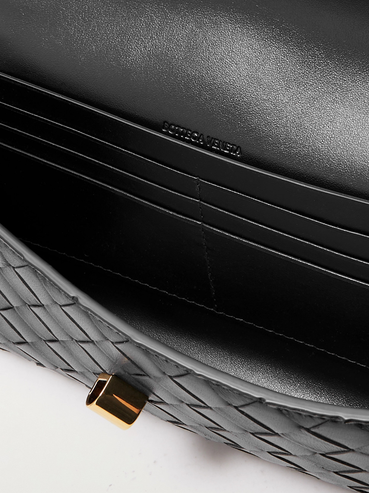 Bottega Veneta Long Andiamo Clutch Bag With Handle In Black