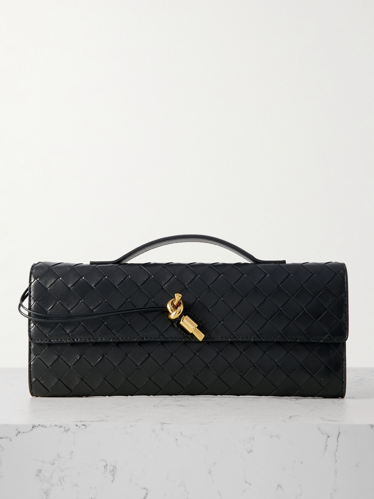 BOTTEGA VENETA LONG ANDIAMO INTRECCIATO LEATHER CLUTCH