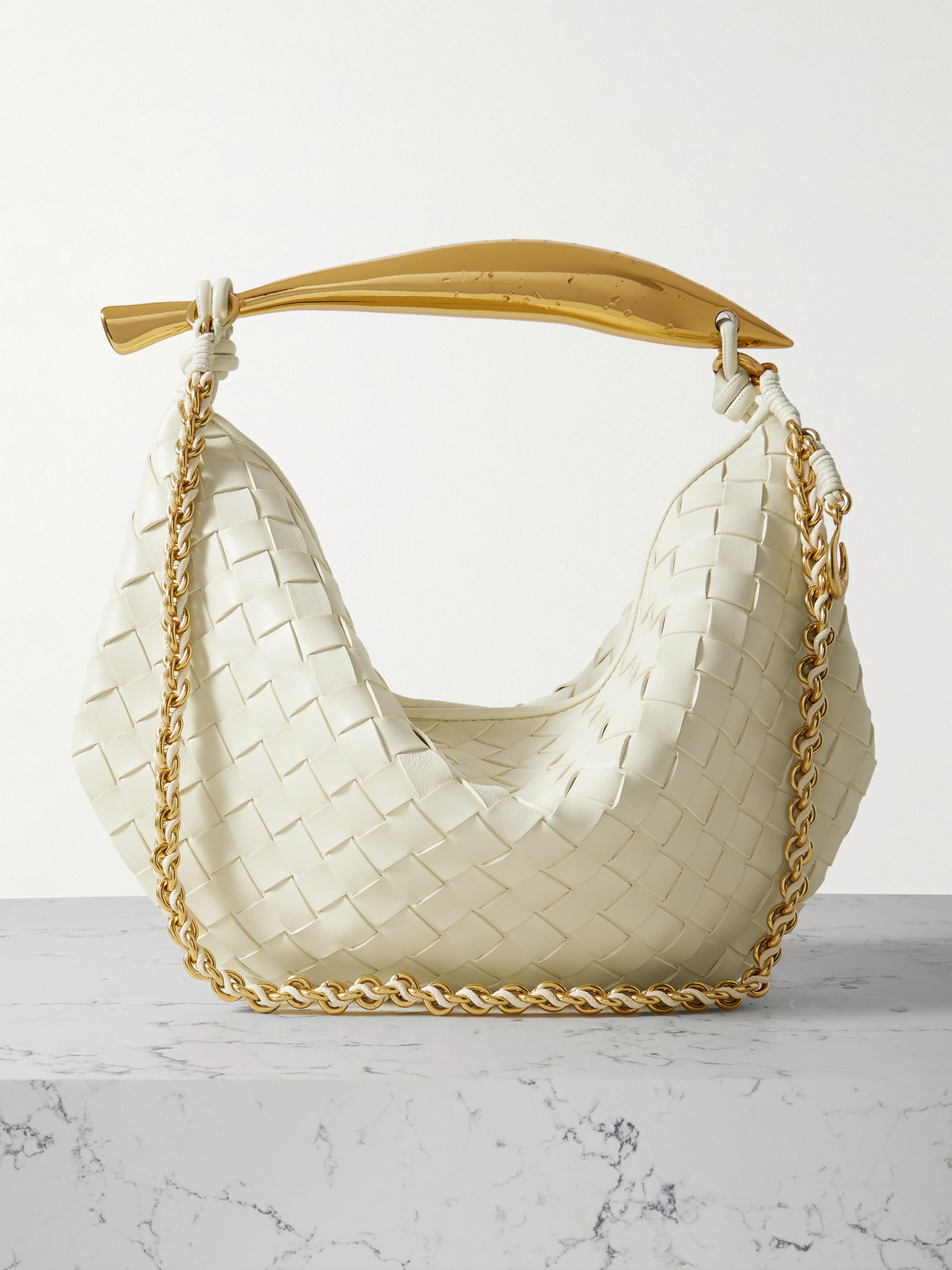 Bottega Veneta Sardine Small Intrecciato Leather Shoulder Bag In Neutrals