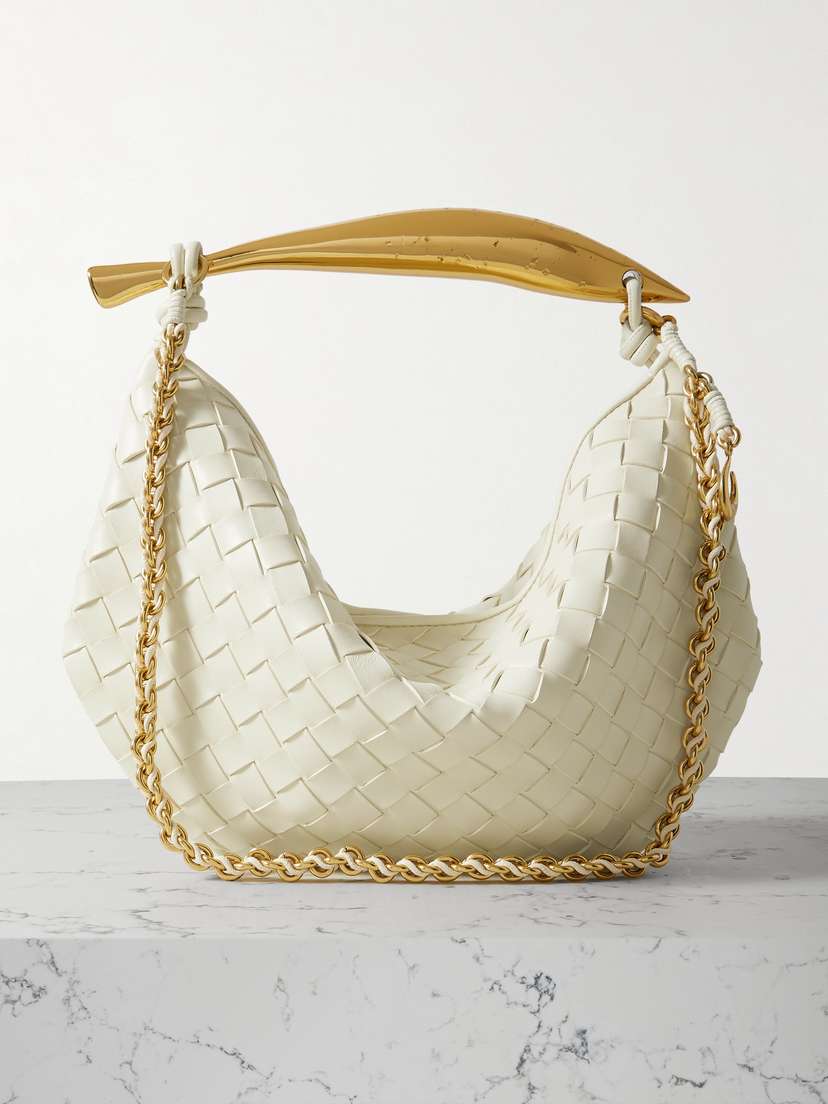 Bottega Veneta Sardine Small Intrecciato Leather Shoulder Bag With Chain