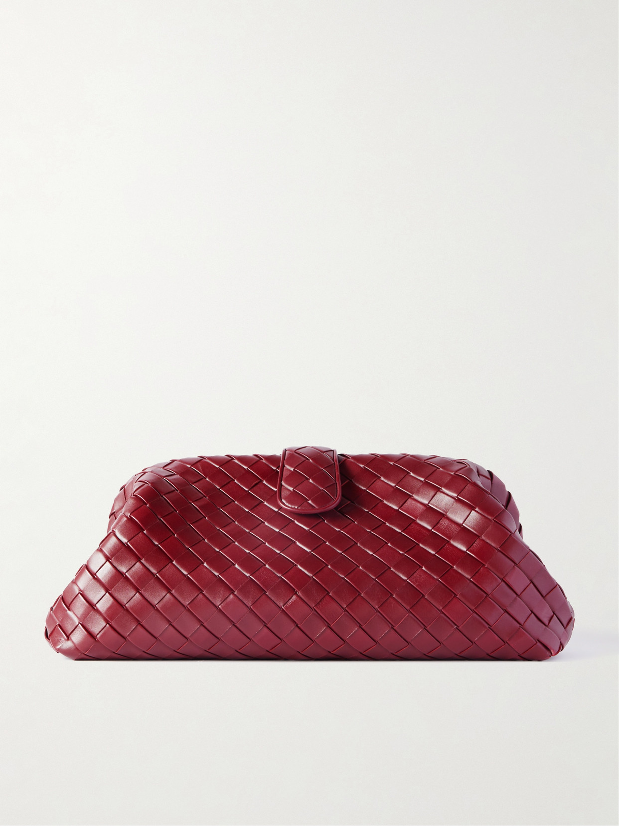 Bottega Veneta Lauren 1980 Maxi Intrecciato Leather Clutch In Burgundy