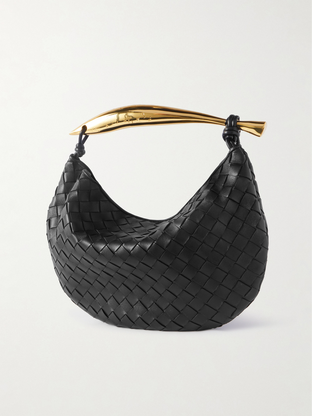 Bottega Veneta Sardine Small Intrecciato Leather Shoulder Bag In Black