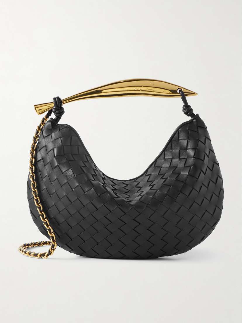 Bottega Veneta Sardine Small Intrecciato Leather Shoulder Bag With Chain