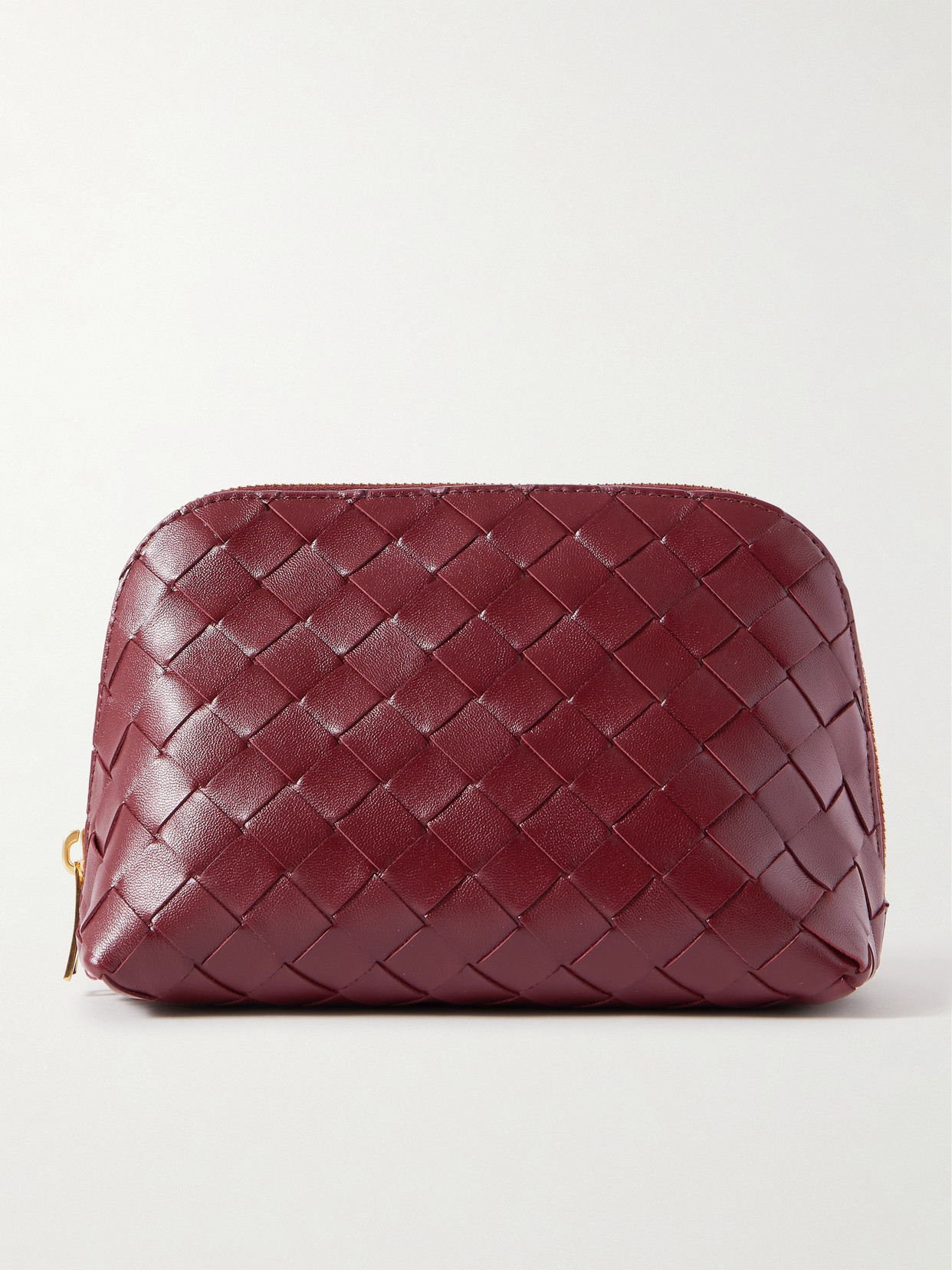 Bottega Veneta Half Moon Medium Intrecciato Leather Pouch In Red