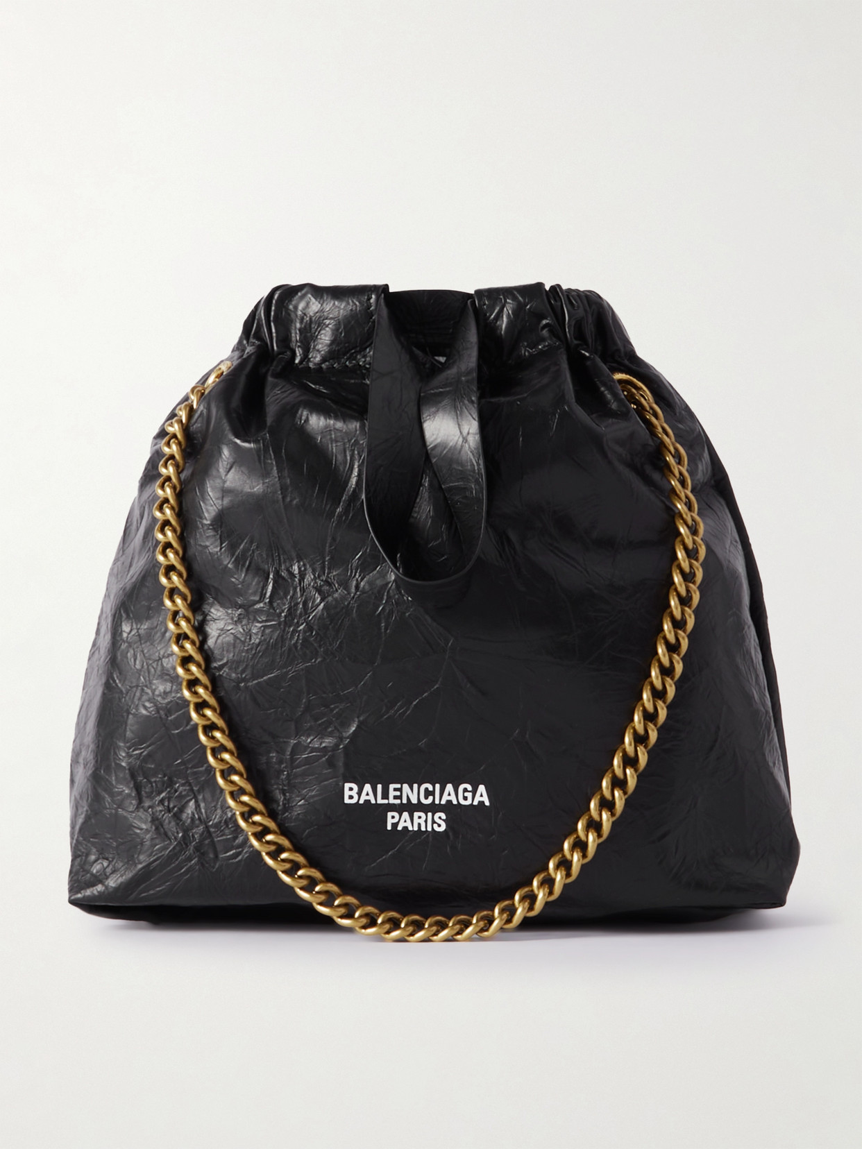 Balenciaga Crush Mini Textured-leather Tote In Black