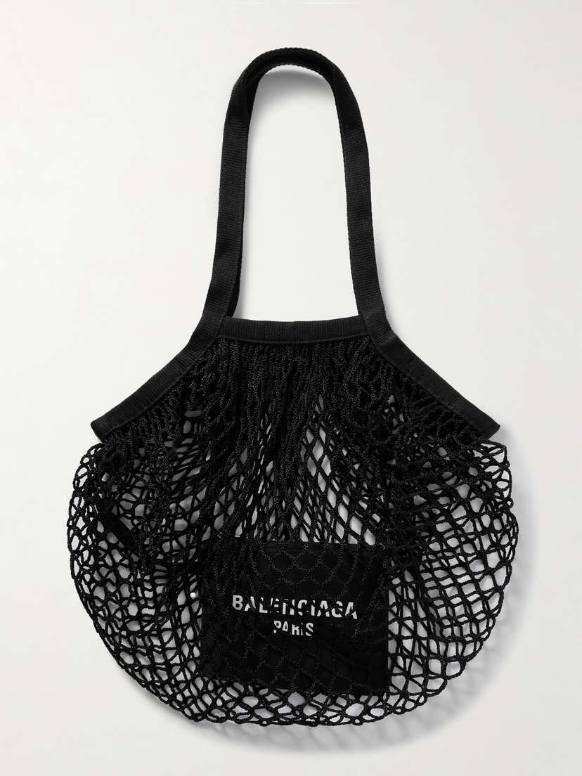 Balenciaga 24/7 Printed Canvas And Crocheted Tote