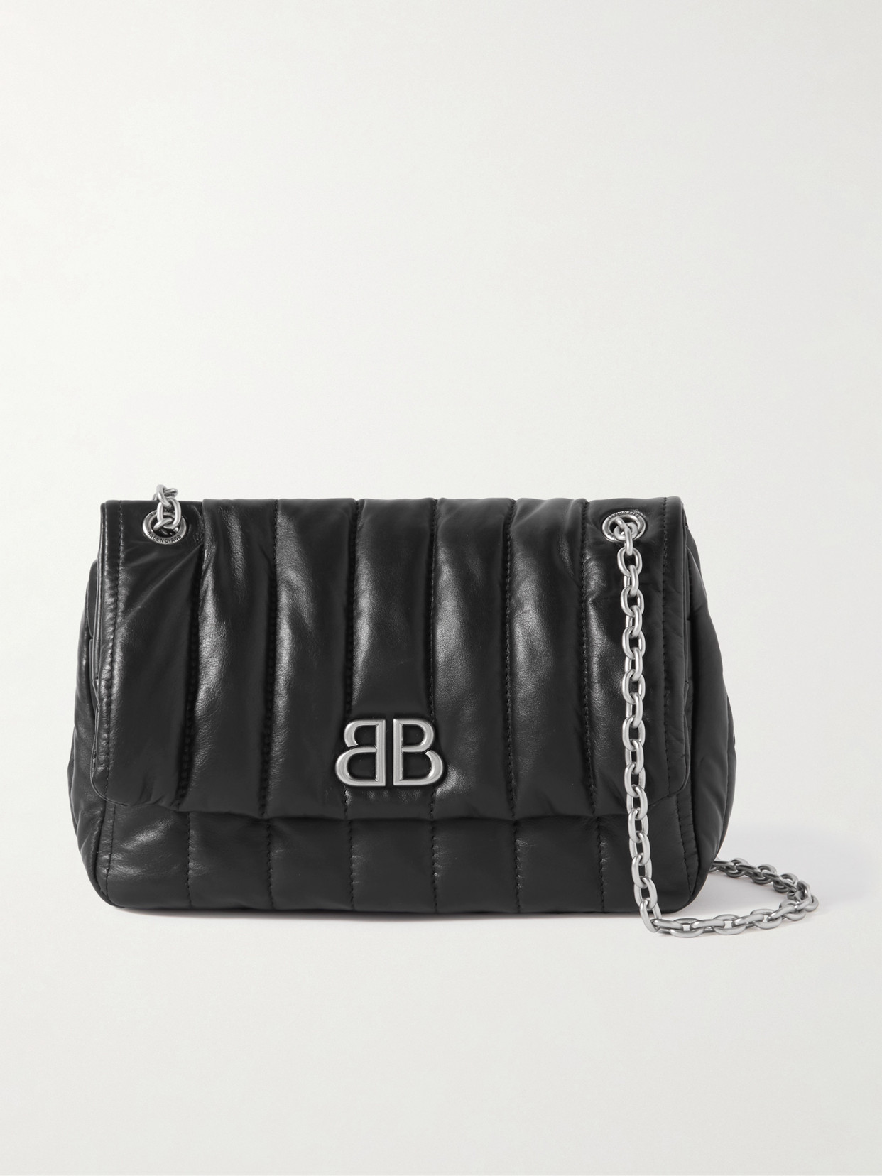 Shop Balenciaga Monaco Mini Padded Quilted Leather Shoulder Bag In Black