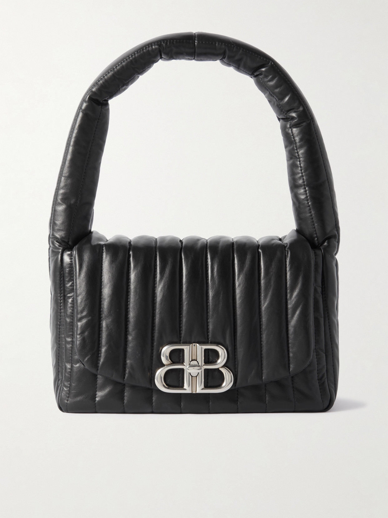 Balenciaga - Monaco Padded Quilted Leather Shoulder Bag - Black