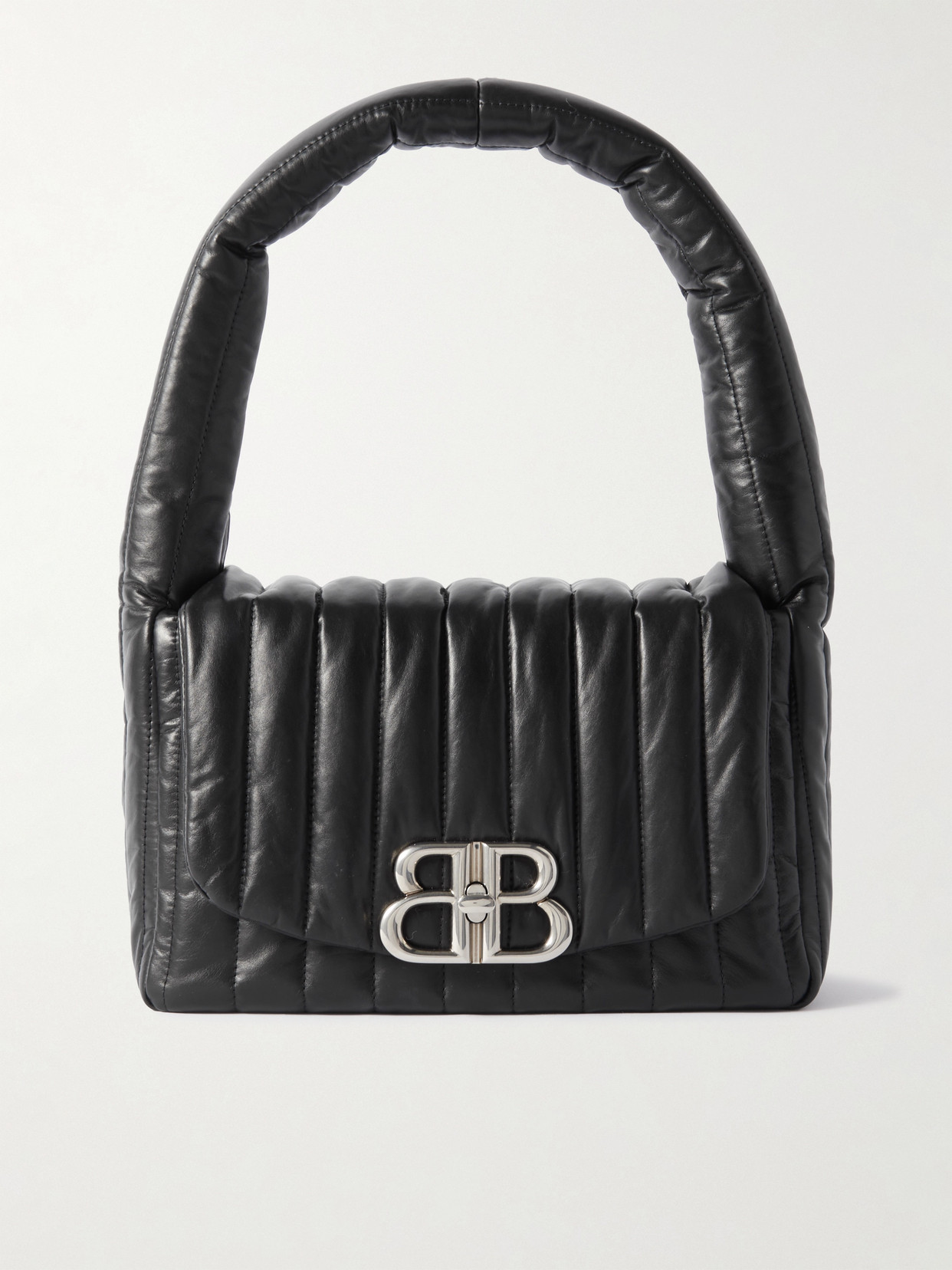 Balenciaga Monaco Padded Quilted Leather Shoulder Bag In Black