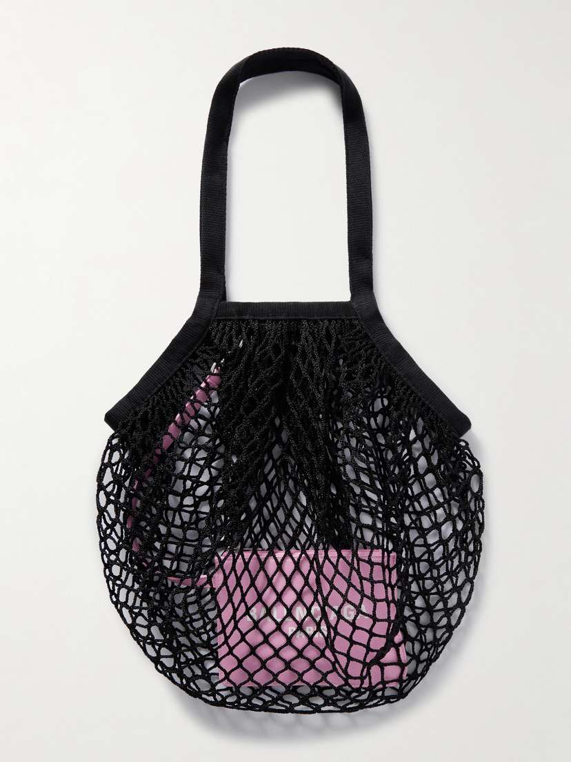 Balenciaga 24/7 Printed Canvas And Crocheted Tote