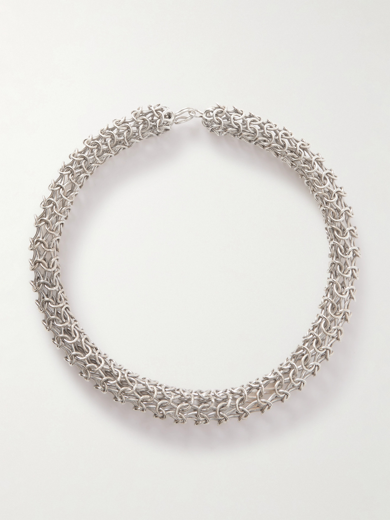 Bottega Veneta Crochet Silver Choker