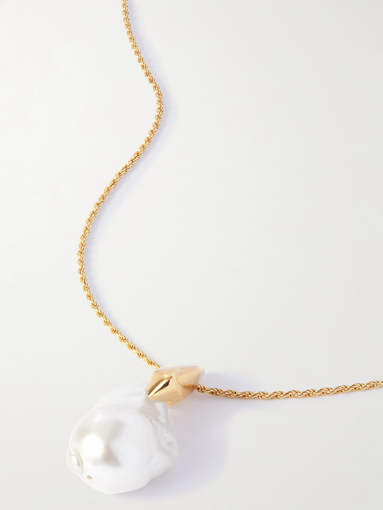 Bottega Veneta Gold-tone Freshwater Pearl Necklace In White