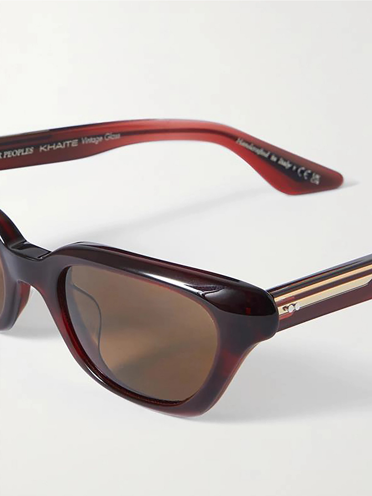 OLIVER PEOPLES + KHAITE 1983C CAT-EYE ACETATE AND GOLD-TONE SUNGLASSES