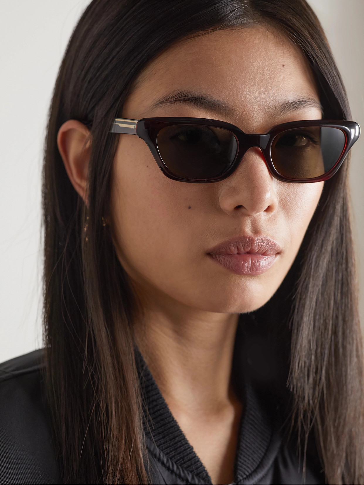 OLIVER PEOPLES + KHAITE 1983C CAT-EYE ACETATE AND GOLD-TONE SUNGLASSES