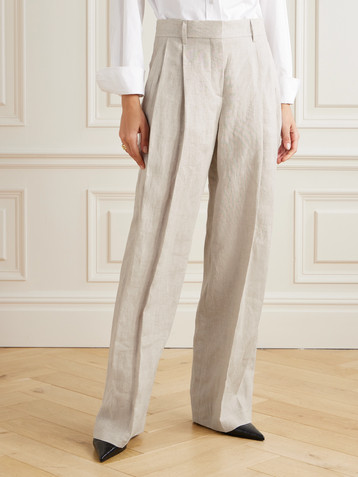 Brunello Cucinelli Pleated linen wide-leg pants