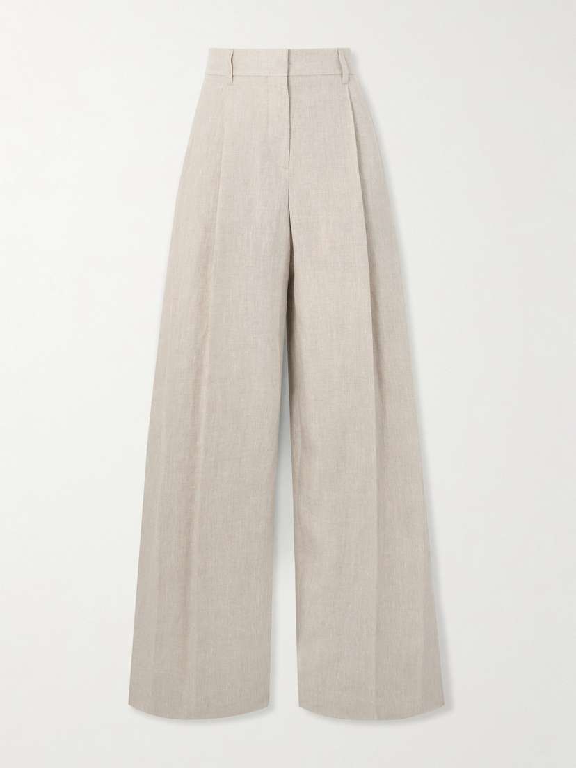 Brunello Cucinelli Pleated Linen Wide-leg Pants