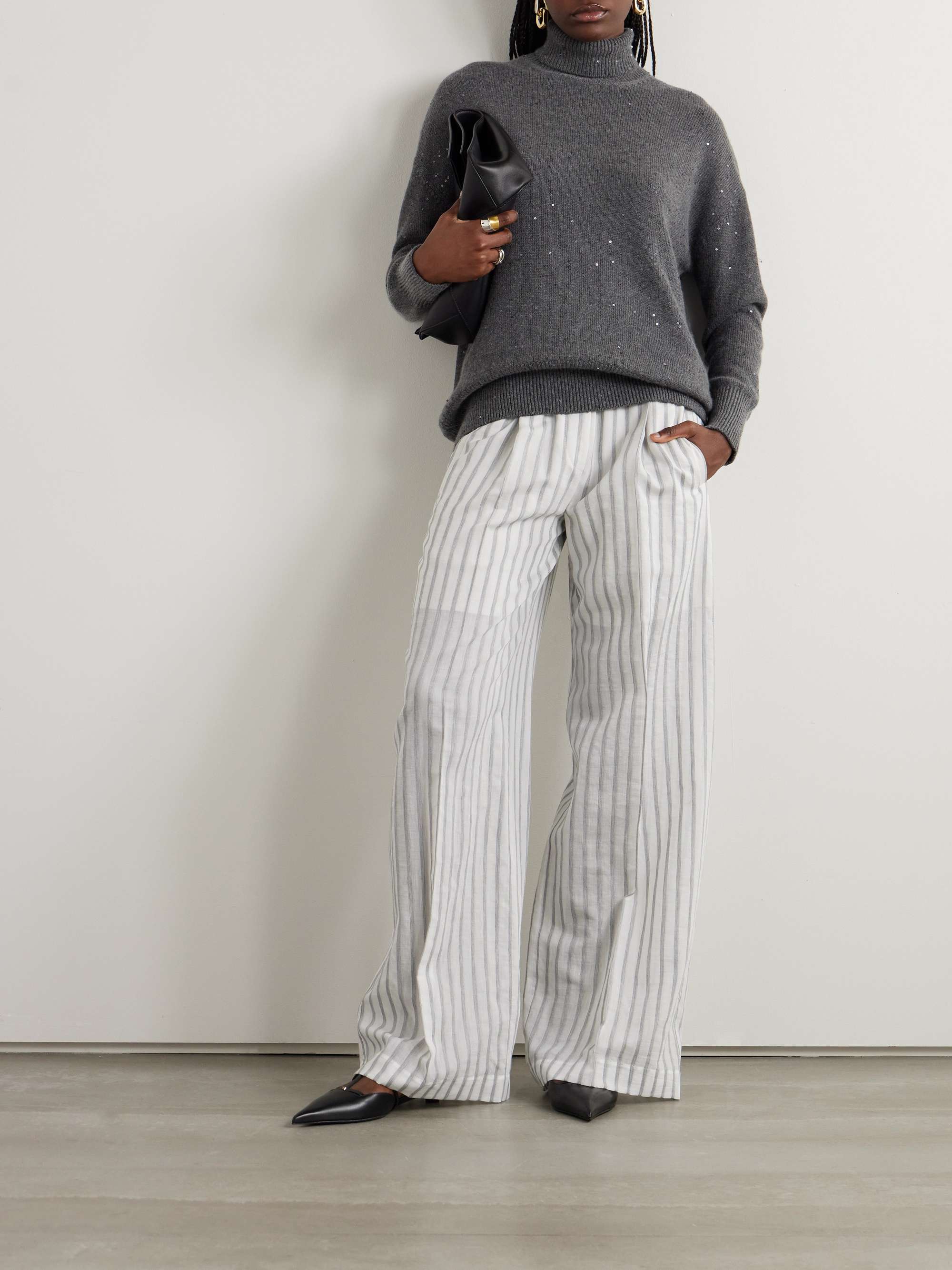 Brunello cucinelli wide leg pants clearance