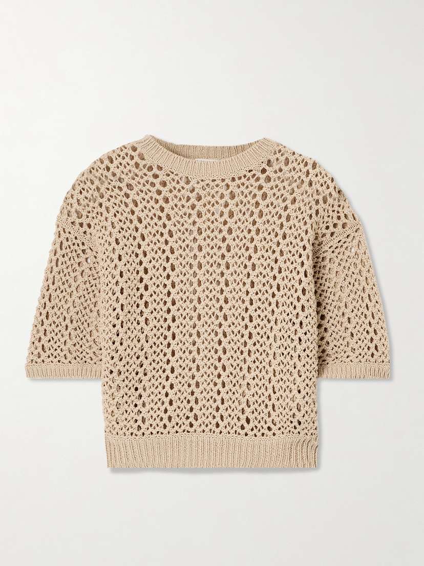Brunello Cucinelli Open-knit Cotton-blend Sweater