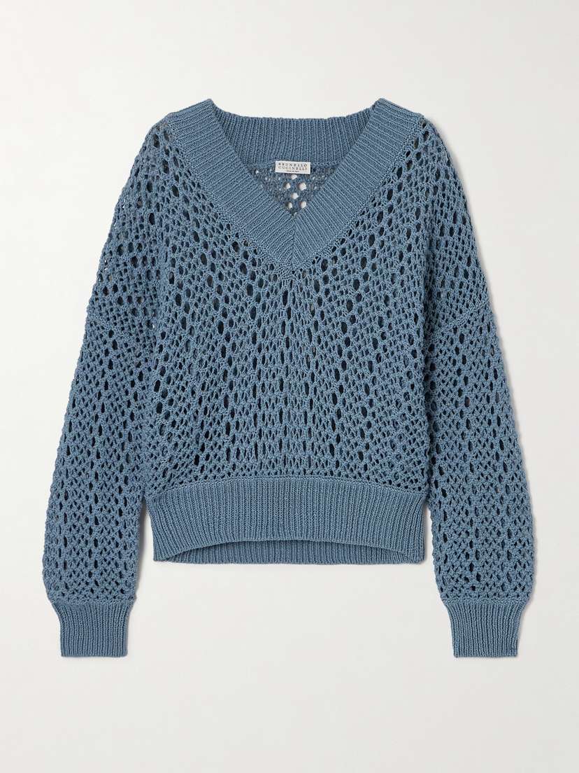 Brunello Cucinelli Open-knit Cotton-blend Sweater