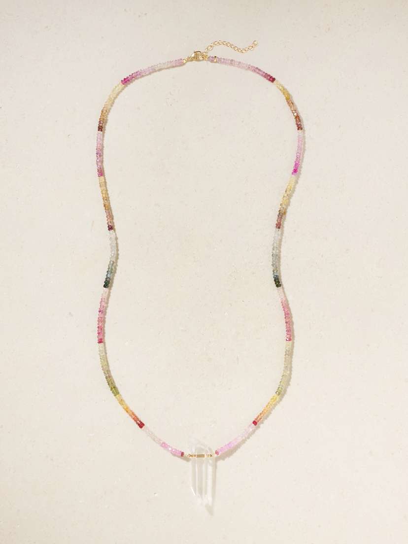 JIA JIA 14-karat Gold, Sapphire And Quartz Necklace