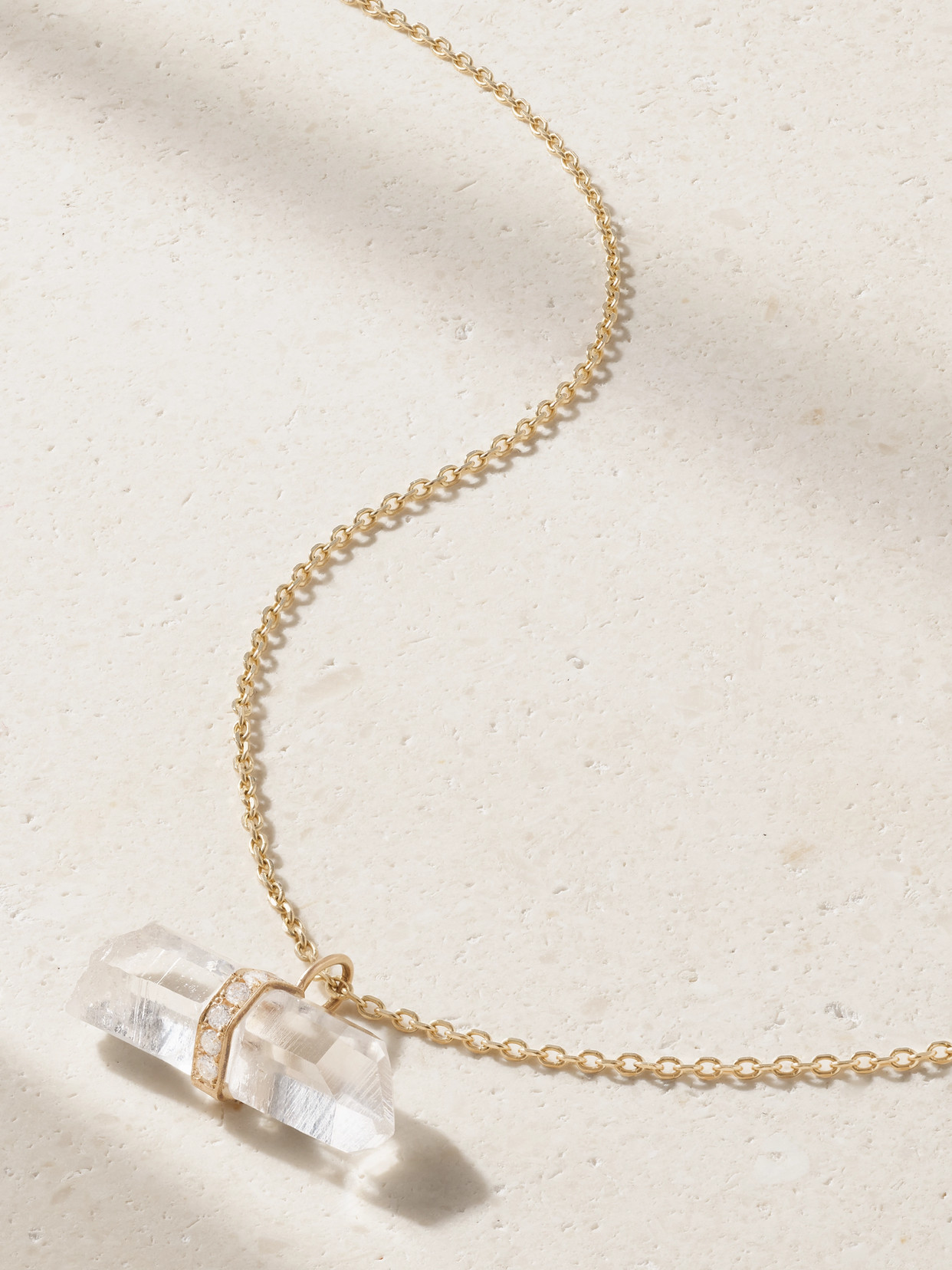 JIA JIA - 14-karat Gold, Quartz And Diamond Necklace - White